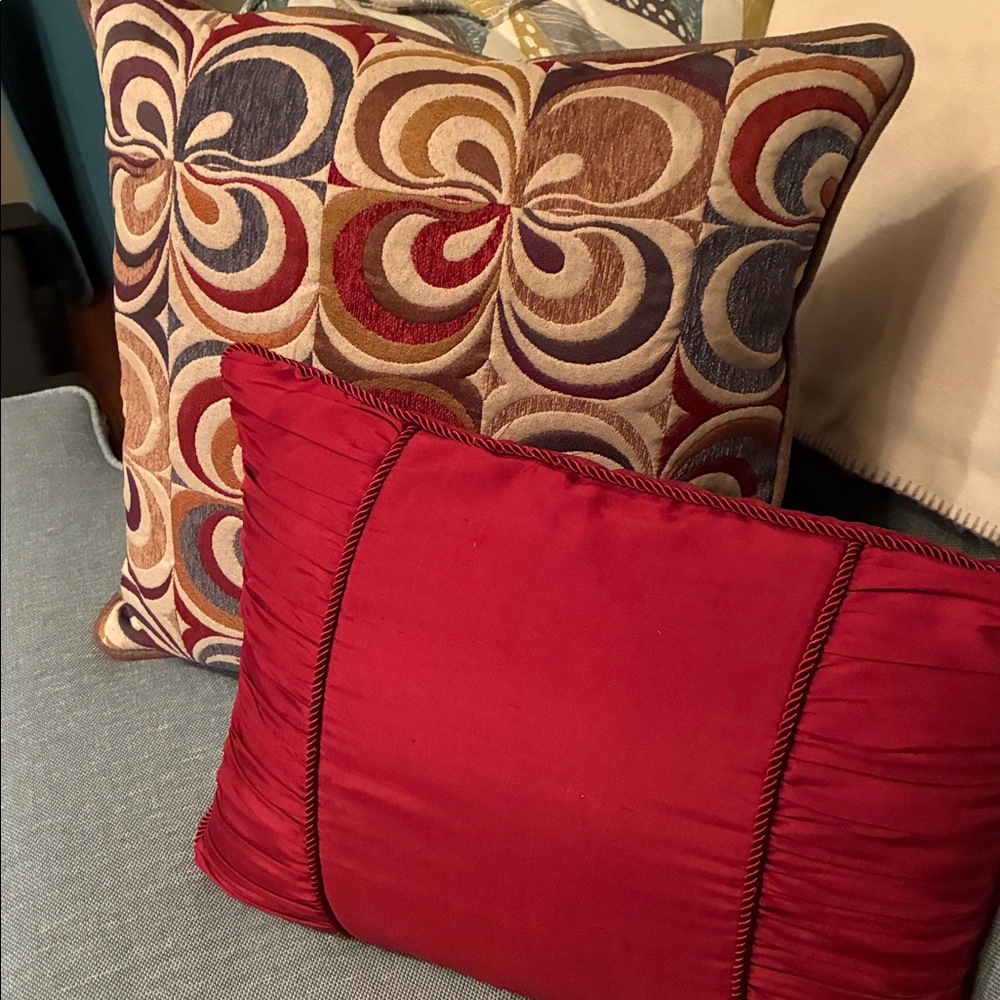 Colorful Patterned and Red Throw Pillows